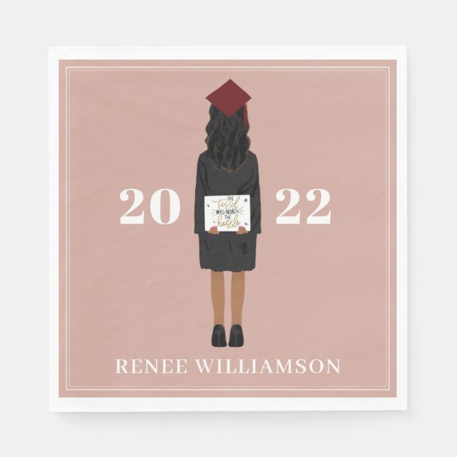 Pink Tassel was Worth the Hassle Graduation Party  Napkin (Front)