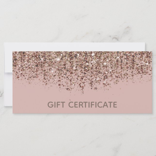 Pink Taupe Bronze Gold Glitter Gift Certificate (Front)