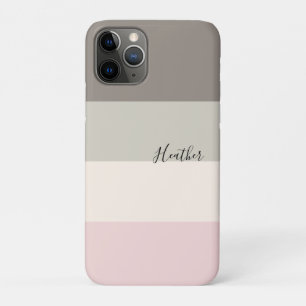 Pink Taupe Cream Colour Block Personalized iPhone 11 Pro Case