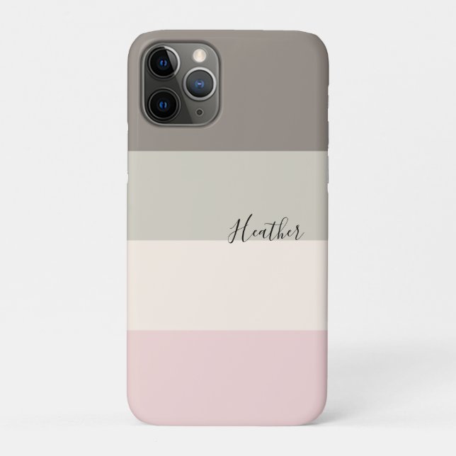 Pink Taupe Cream Colour Block Personalized Case-Mate iPhone Case (Back)
