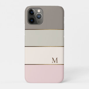 Pink Taupe Cream Gold Colour Block Monogram iPhone 11 Pro Case