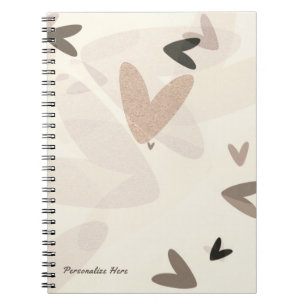 Pink & Taupe Hearts Modern Chic Personalized Notebook