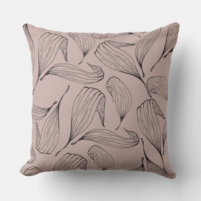 Pink Taupe Reversible Leaf Pillow (Front)