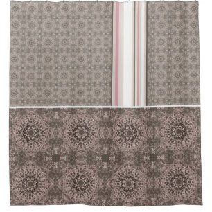 Pink Taupe White Gothic Tile and Stripe