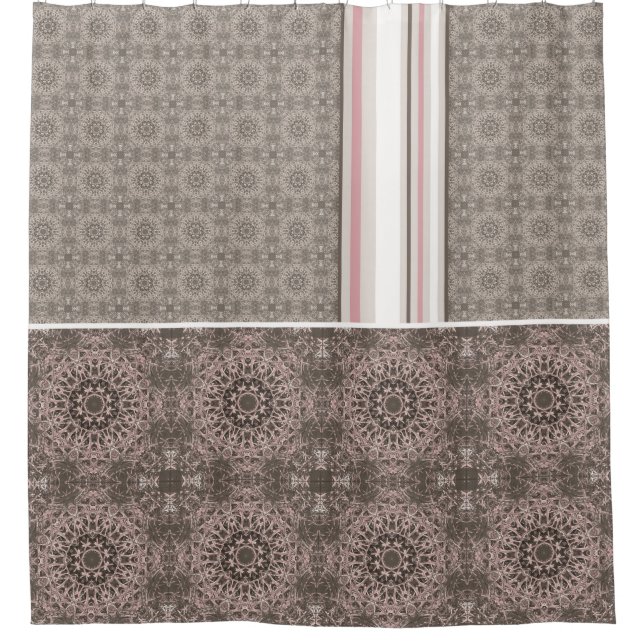 Pink Taupe White Gothic Tile and Stripe (Front)