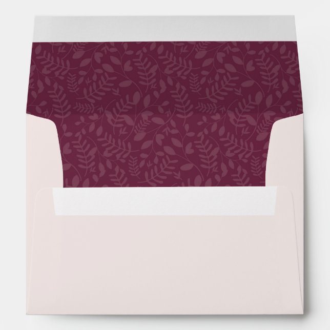 Pink/Taupe with Cranberry Plum Botanical Liner Envelopes (Back (Bottom))