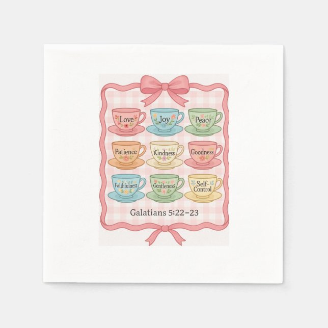 Pink Tea cup design Napkin (Front)