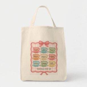 Pink tea cup design  tote bag