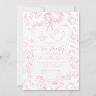 Pink Tea Party Baby Shower Invitation
