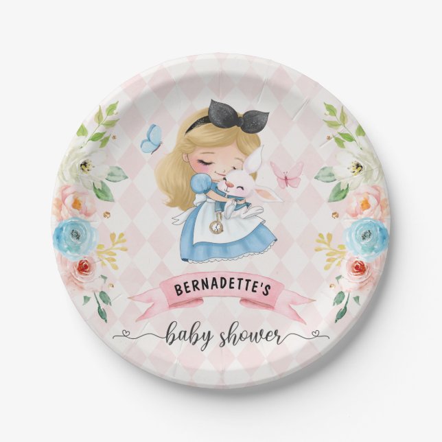 Pink Tea Party Baby Shower Paper Plate (Front)