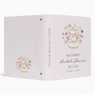 Pink Tea Party Bridal Shower Recipe Binder