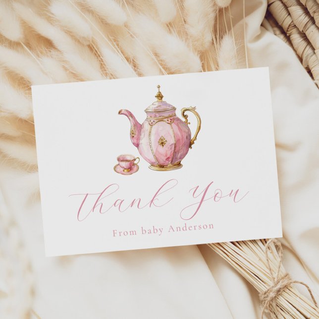 Pink Tea Party Merci Carte de note (Créateur téléchargé)