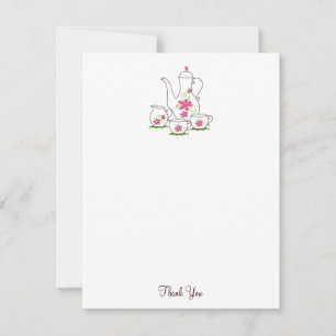 Pink Tea Set Thank You Note Cards, 4.25x5.5 Card