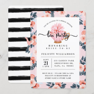 Pink Teacup Tea Party Bridal Shower Invitation