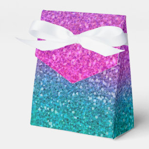 Pink Teal Aqua Blue & Purple Sparkly Glitter Favor Box