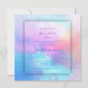 Pink Teal Aquatic Tiffany Pink Ocean Watercolor Invitation