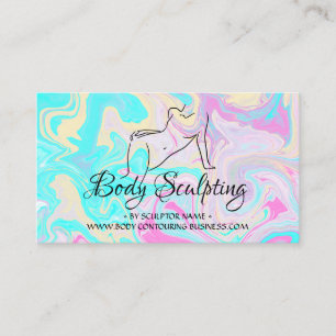 Pink teal Body sculpting contouring spa woman Business Card
