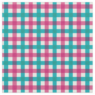 Pink & Teal Bright Summer Gingham Plaid/ Tartan Fabric