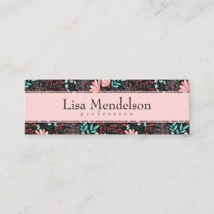 Pink & Teal Dark Floral Pattern Business Mini Business Card