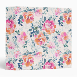 Pink & Teal Floral Pattern Binder