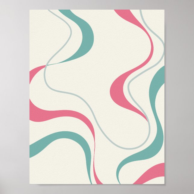 Pink & Teal Fluid Waves  Poster (Front)