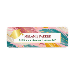 Pink Teal Gold Graduation Return Address 
