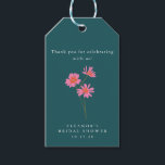 Pink Teal Green Flowers Boho Custom Bridal Shower Gift Tags<br><div class="desc">Pink Teal Green Flowers Boho Custom Bridal Shower Thank You Gift Tags</div>