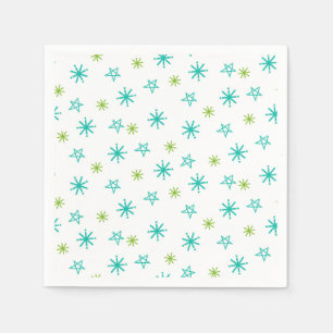 Pink Teal Green Stars Modern Christmas  Napkin