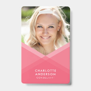 Pink & Teal Layered Geometric Photo Badge