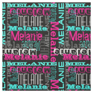 Pink Teal Name Custom Modern Collage Girls Fabric