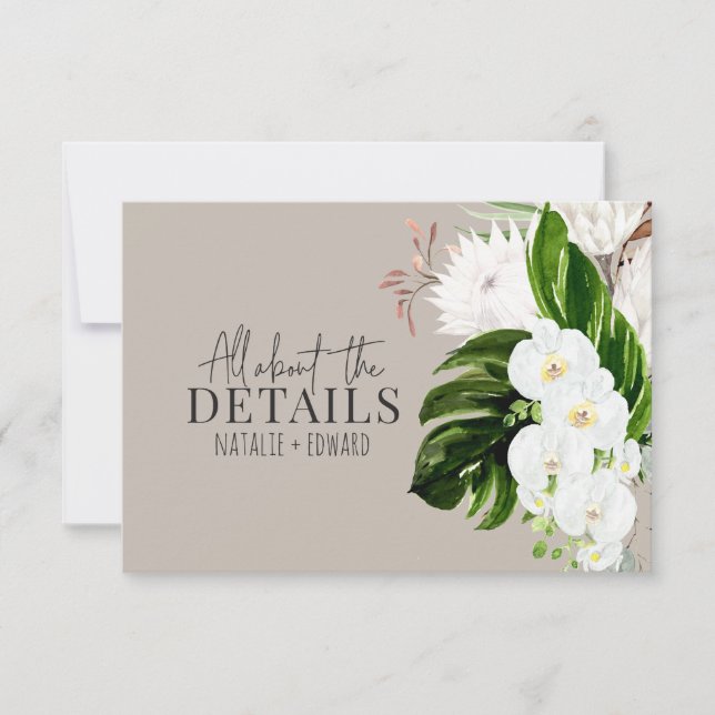 Pink, teal + orchid tropical floral enclosure card (Front)