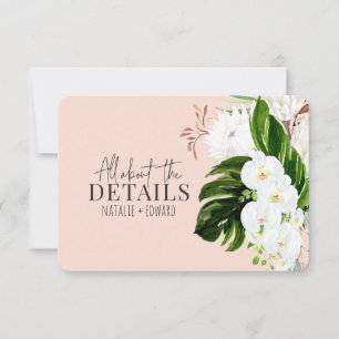 Pink, teal + orchid tropical floral enclosure card