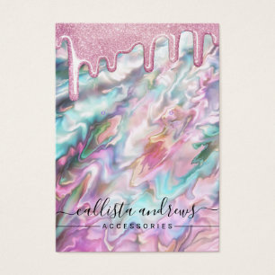 Pink Teal Pearl Opal Glitter Drips Earring Display