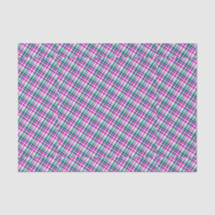 Pink Teal Plaid Pattern Check Print Tartan Gingham Tissue Paper