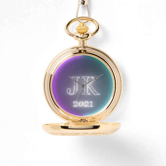 Pink Teal Pocket Watch (Front)