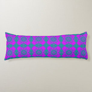 Pink Teal Purple Checker Argyle Pattern Body Pillow
