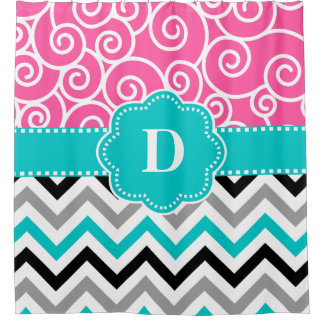 Pink Teal Swirl Chevron Personalized