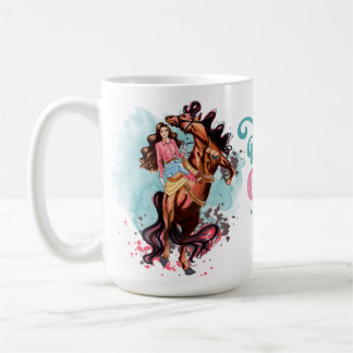 Pink Teal Vintage Cowgirl Horse Mug