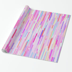 Pink teal watercolor abstract stripes pattern wrapping paper