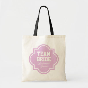 Pink Team Bride tote bags for wedding party