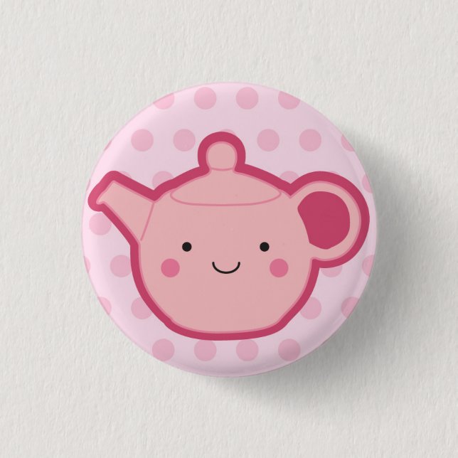 Pink Teapot 1 Inch Round Button (Front)