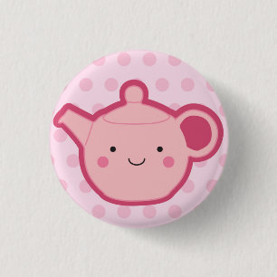 Pink Teapot 1 Inch Round Button