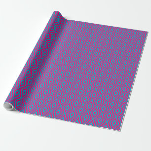 Pink Teardrop Pattern Custom Blue Background Wrapping Paper