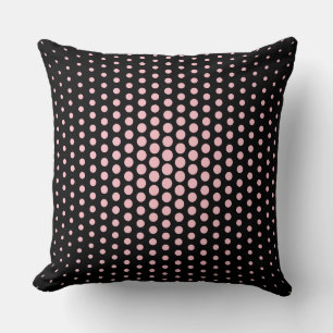 Pink Techno Dots Modern Black Throw Pillow
