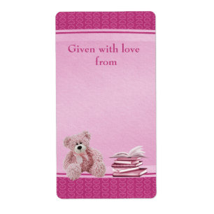Pink Teddy Apportez un livre Baby shower plaques d