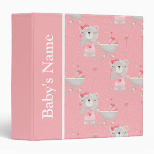 Pink Teddy Bear Baby Newborn Child Photo Album Binder