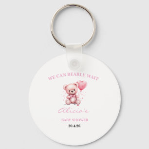 Pink Teddy Bear Baby Shower Keychain