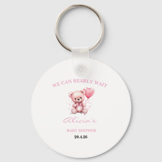 Pink Teddy Bear Baby Shower Keychain