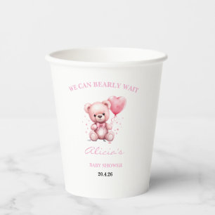 Pink Teddy Bear Baby Shower Paper Cups