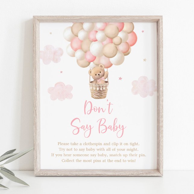 Pink Teddy Bear Balloon Don't Say Baby Game Poster (Creator Uploaded)